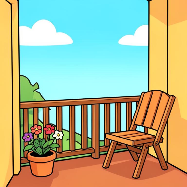 Balcony cartoon illustration