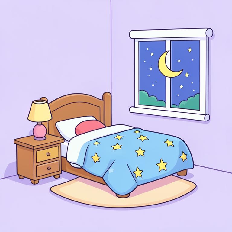 Bedroom cartoon illustration